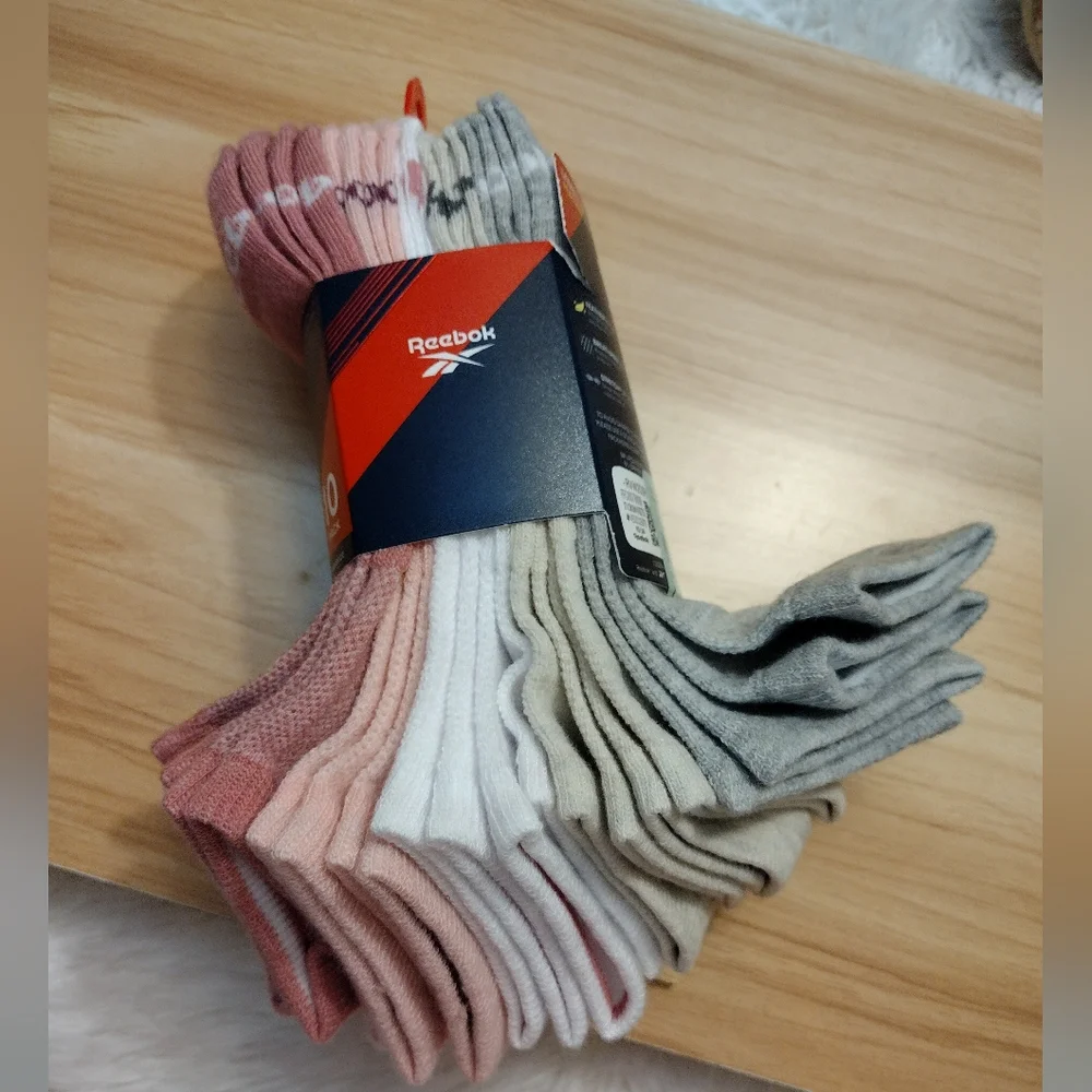Reebok Women's Low Cut Featherweight Multi-Color Socks 10 Pack 🆕